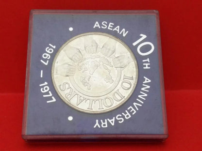 CH888 Singapore 10 Dollars ASEAN 10th Anniversary 1967-1977 Silver Coin (OC477)