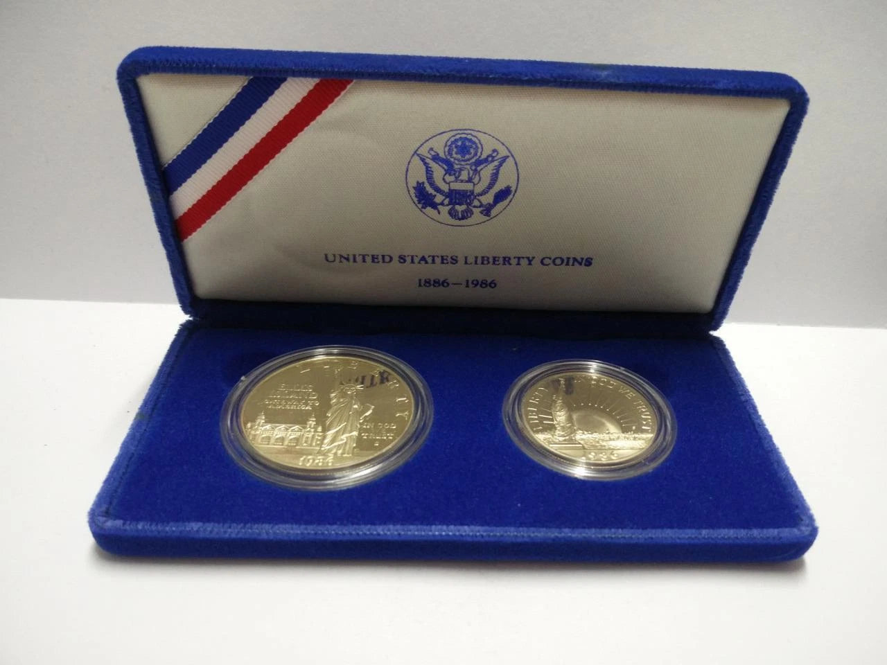 CH888 United States 1986 Liberty Silver Proof Coin Set $1 & Half $ Box & Cert (OC445)