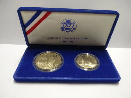 CH888 United States 1986 Liberty Silver Proof Coin Set $1 & Half $ Box & Cert (OC445)
