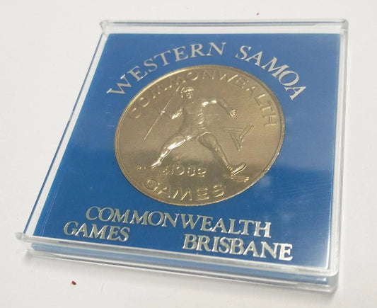 CH888 Western Samoa Commonwealth Games 1982 $1 Copper Nickel Coin W/ Case (OC424)