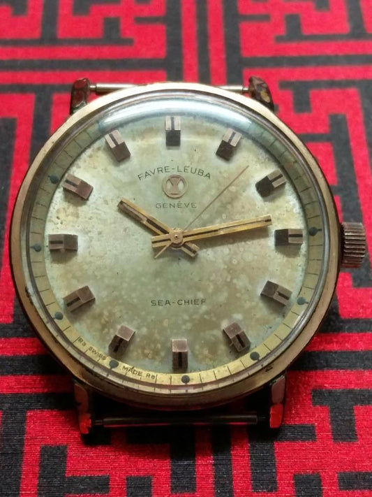 CH888 Vintage Gold Plated Men Favre Leuba Sea Chief Manual Winding Watch Head (TP360)