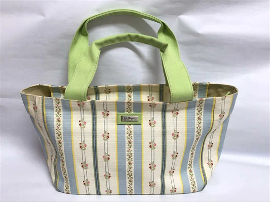 CH888 Authentic Thailand Jim Thompson Rare Limited Edition Blue Flower Stripes Canvas Bag 1 Pc Only (G007)