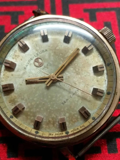 CH888 Vintage Gold Plated Men Favre Leuba Sea Chief Manual Winding Watch Head (TP360)