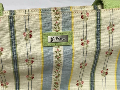 CH888 Authentic Thailand Jim Thompson Rare Limited Edition Blue Flower Stripes Canvas Bag 1 Pc Only (G007)
