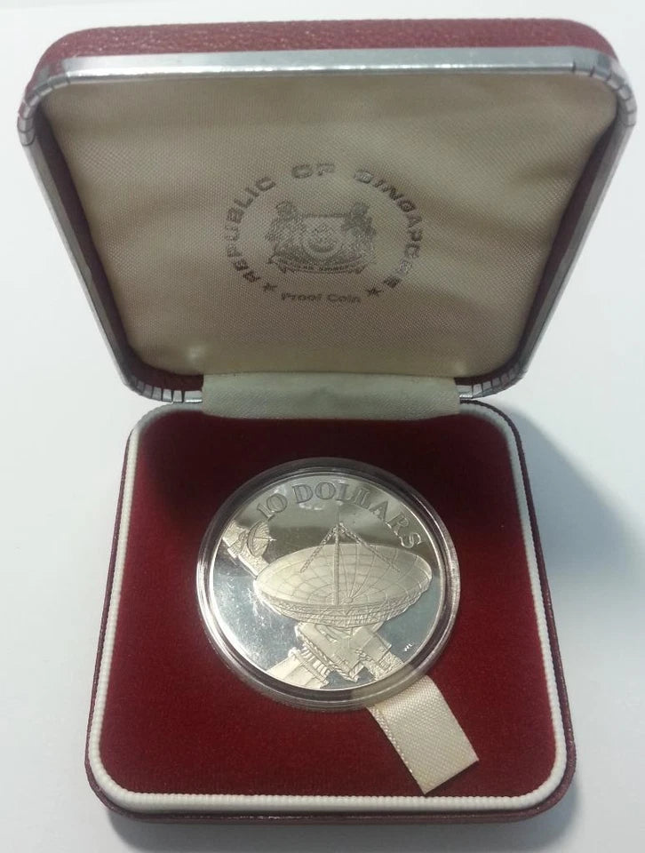 CH888 Singapore Satellite 1980 $10 Nickel Proof Coin with Box & Cert (C519)