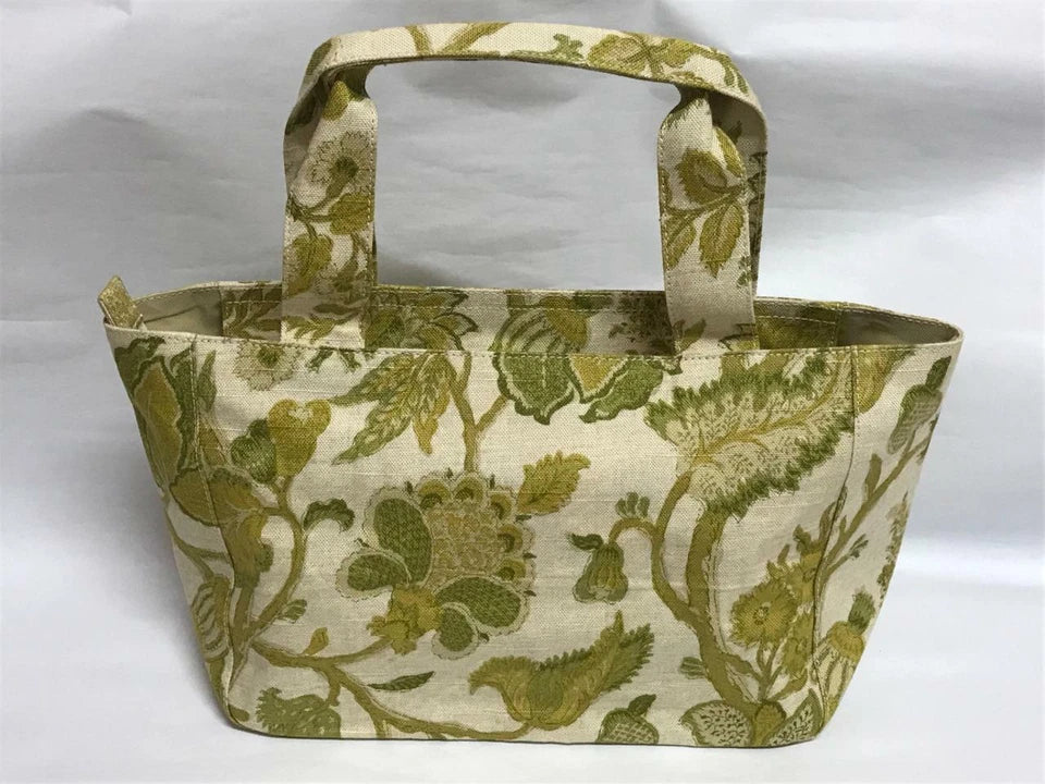 CH888 Authentic Thailand Jim Thompson Rare Limited Edition Green Flower Flora Prints Canvas Bag 1 Pc Only (G006)