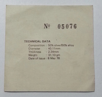 CH888 Singapore Satellite 1978 $10 Silver Proof Coin with Box & Cert (C518)