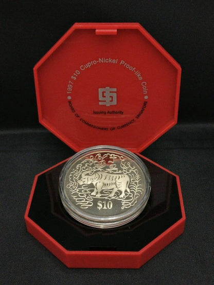 CH888 Rare Singapore 2nd Series Copper Nickel Zodiac Coin 1997 Year Of Cow (OC531)