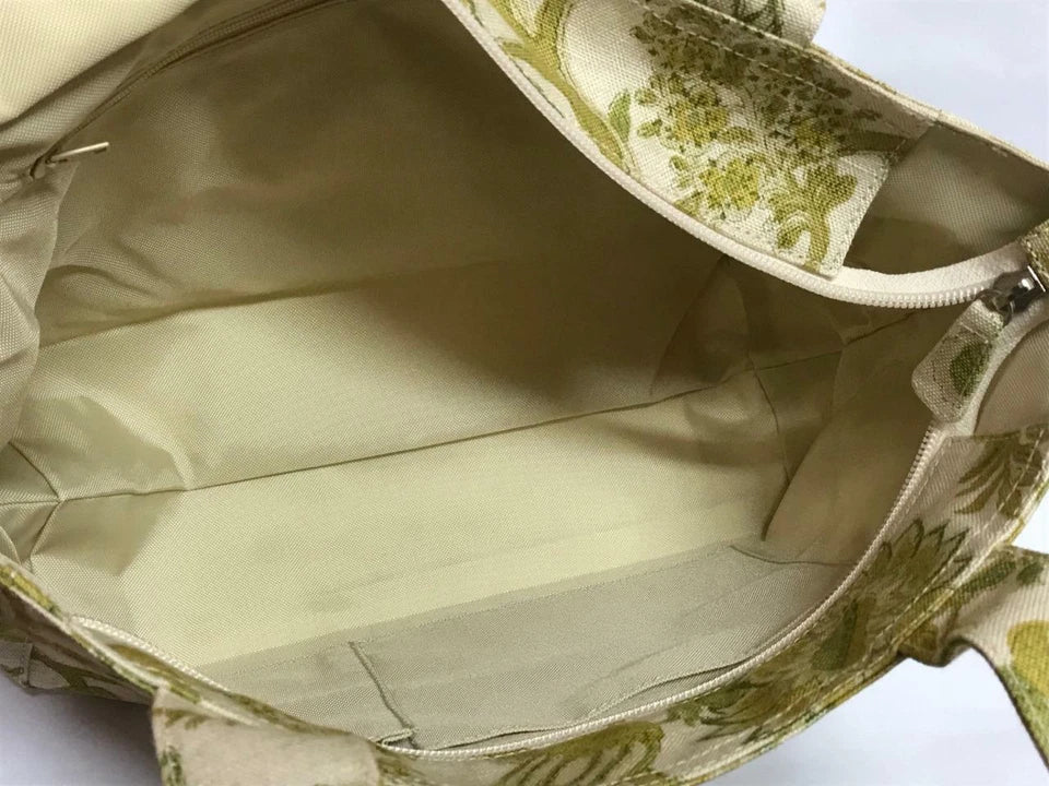 CH888 Authentic Thailand Jim Thompson Rare Limited Edition Green Flower Flora Prints Canvas Bag 1 Pc Only (G006)