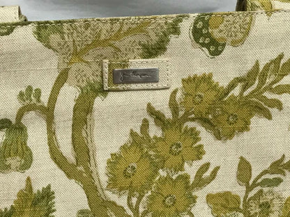 CH888 Authentic Thailand Jim Thompson Rare Limited Edition Green Flower Flora Prints Canvas Bag 1 Pc Only (G006)