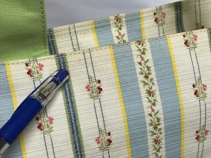 CH888 Authentic Thailand Jim Thompson Rare Limited Edition Blue Flower Stripes Canvas Bag 1 Pc Only (G007)