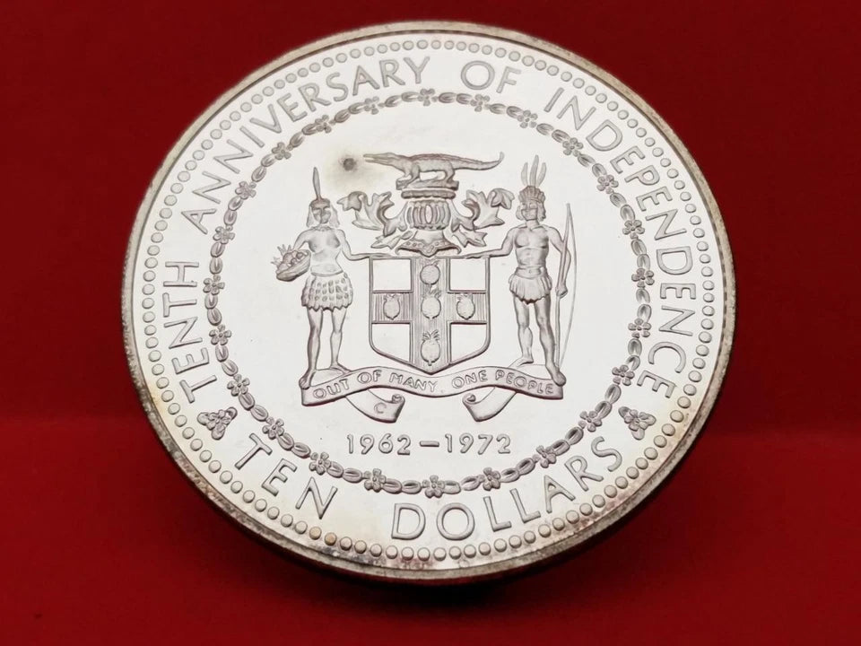 CH888 1972 Jamaica 10 Dollars 10th Anniversary of Independence Silver Coin (OC494)