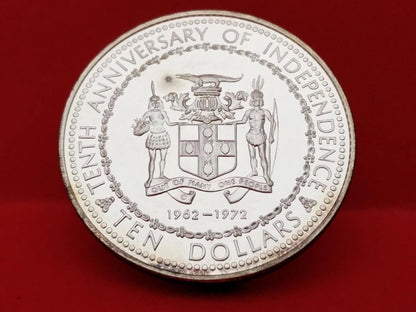 CH888 1972 Jamaica 10 Dollars 10th Anniversary of Independence Silver Coin (OC494)