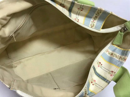 CH888 Authentic Thailand Jim Thompson Rare Limited Edition Blue Flower Stripes Canvas Bag 1 Pc Only (G007)