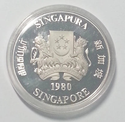 CH888 Singapore Satellite 1980 $10 Nickel Proof Coin with Box & Cert (C519)