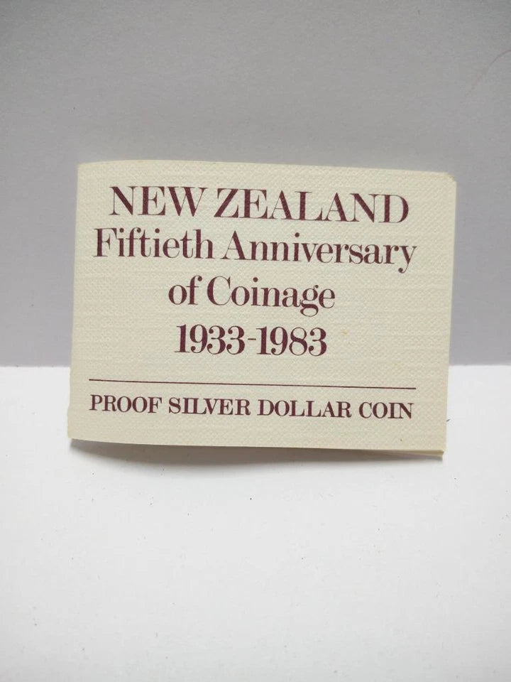 CH888 New Zealand $1 Silver Proof Coin 1983 50th Years Coinage W/Cert & Box (OC432)