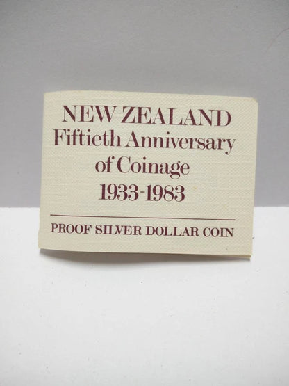 CH888 New Zealand $1 Silver Proof Coin 1983 50th Years Coinage W/Cert & Box (OC432)