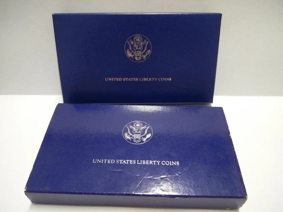 CH888 United States 1986 Liberty Silver Proof Coin Set $1 & Half $ Box & Cert (OC445)
