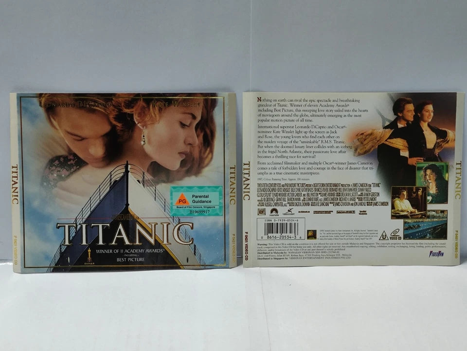 CH888 Movie TITANIC LEONARDO DICAPRIO KATE WINSLET 1997 SINGAPORE English Video CD 3x VCD (FCS10630)