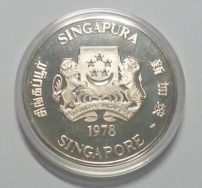 CH888 Singapore Satellite 1978 $10 Silver Proof Coin with Box & Cert (C518)