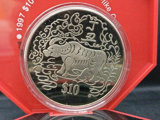 CH888 Rare Singapore 2nd Series Copper Nickel Zodiac Coin 1997 Year Of Cow (OC531)