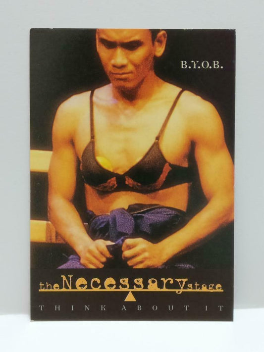LUCKYPIGEON888 Sexy Man Beefcake Cross-dress Bra 1999 Singapore Postcard (E0209)