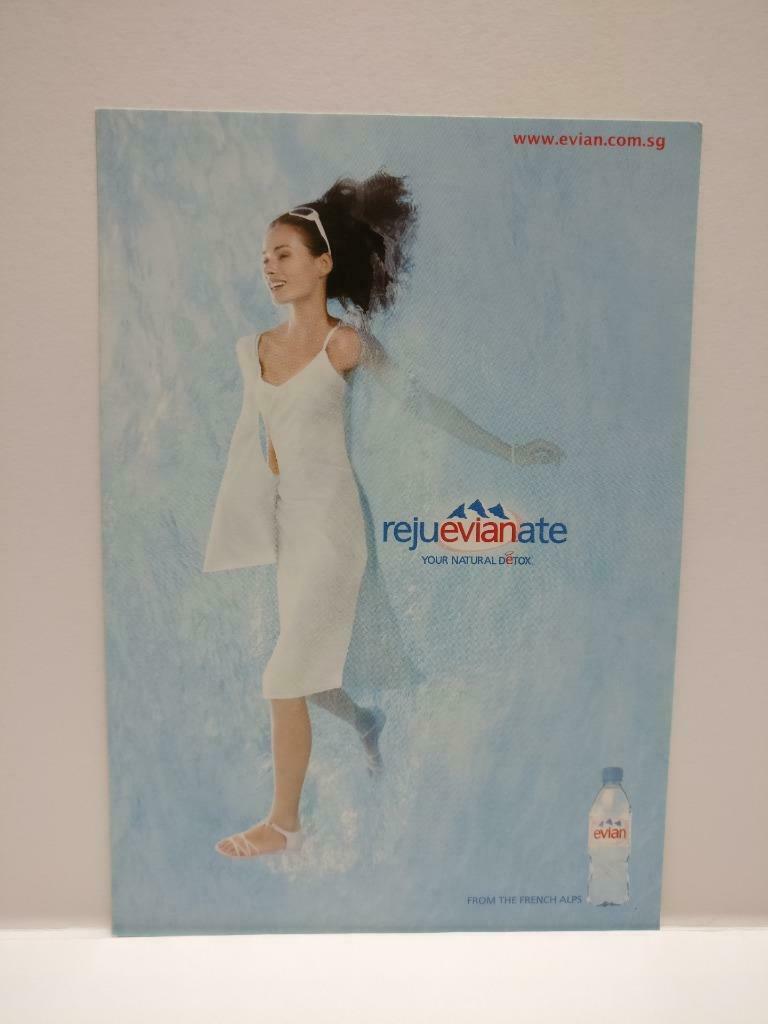 LUCKYPIGEON888 Evian Mineral Water Glass Bottle Ad Postcard Lot Of 3 (E0478)