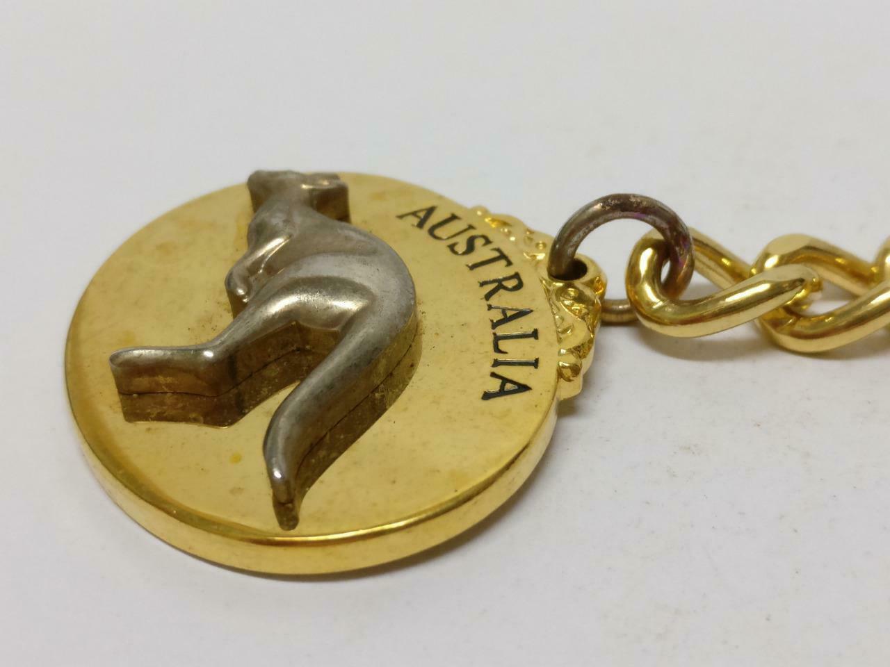 LP888 Australia Kangaroo Silver Gold Tone Metal Souvenir Keychain Keyring F/S B787