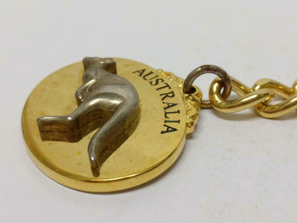 LP888 Australia Kangaroo Silver Gold Tone Metal Souvenir Keychain Keyring F/S B787