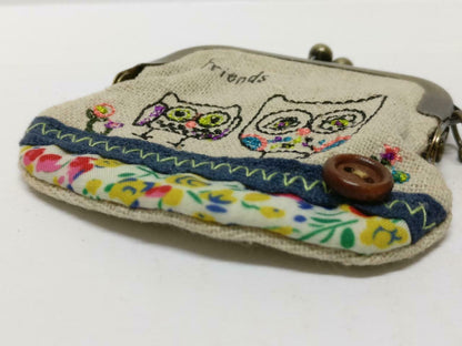 LP888 Vintage Handmade Friends Embriodery Money Coin Pouch Keychain Keyring F/S (B837)