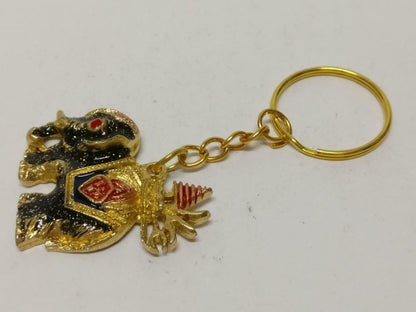 LP888 Beautiful Black Elephant Glitter Gold Tone Metal Keychain Keyring F/S (B793)