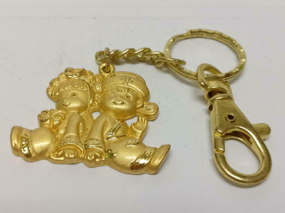 LP888 Vintage Oriental Couple Wedding Gold Tone Metal Keychain Keyring F/S (B659)*