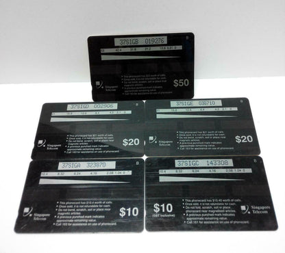 Used Vintage Singapore Phone Cards x5 Fruits Orange Apple Strawberry (A420)