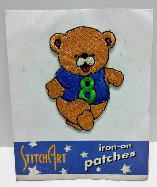 Embroidered Stitch Art Bear Number 8 On Shirt Iron On Clothes Patch (A997)