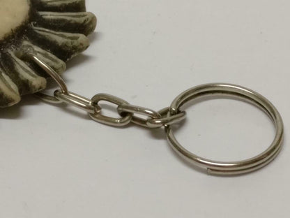 LP888 Rare Vintage Handmade Art Sun Carving Wood Sculpture Keychain Keyring F/S B750
