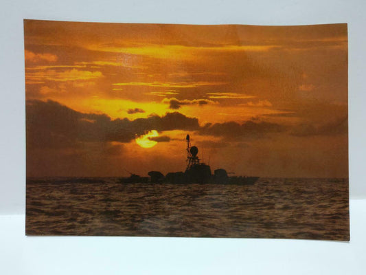 Vintage Singapore Navy RSN Missile Gun Boat Beautiful Sunset Postcard P863