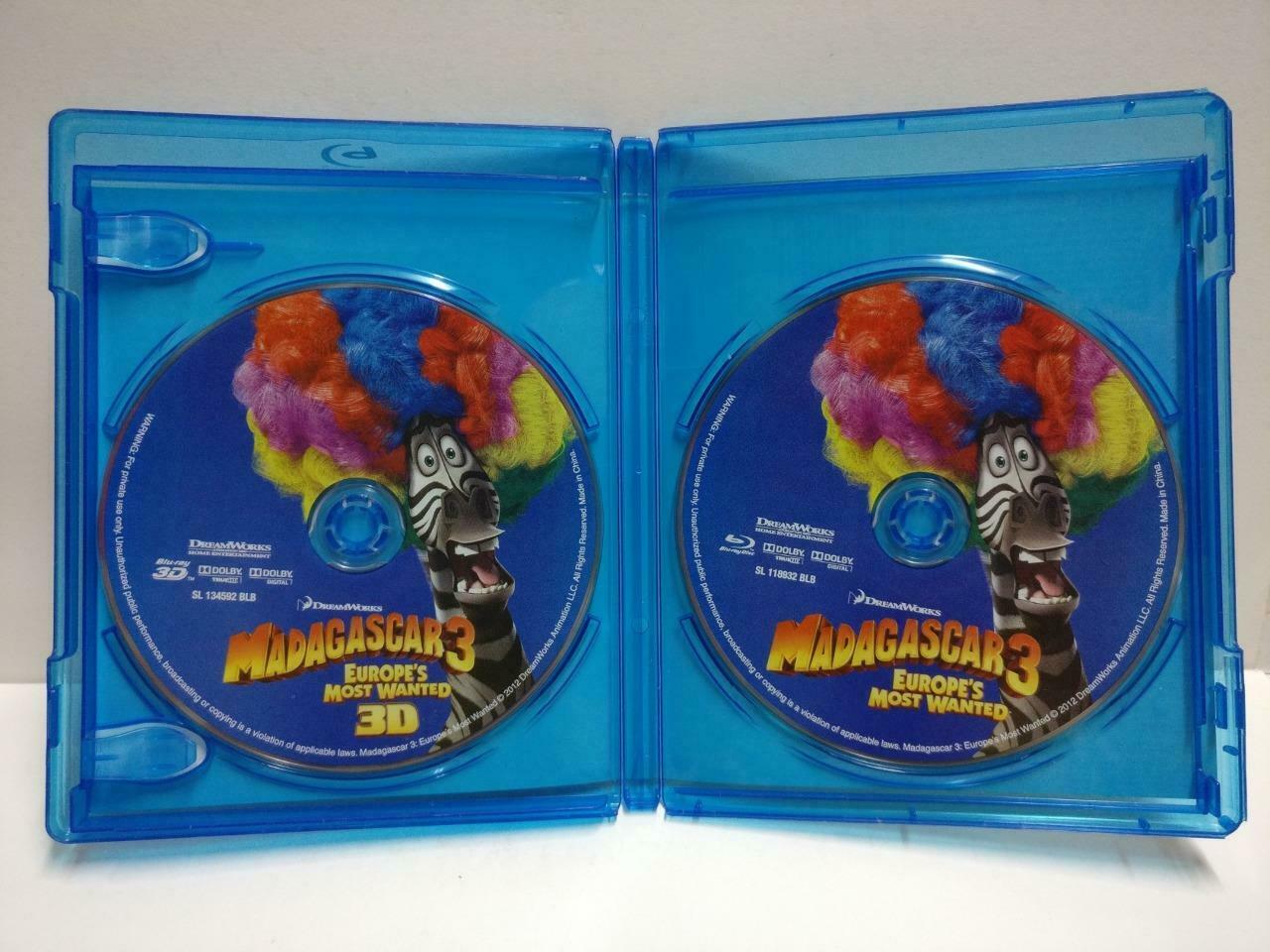 Blu-Ray 3D Movie Dreamworks Madagascar 3 2012 2x Disc No Booklet (GA386)