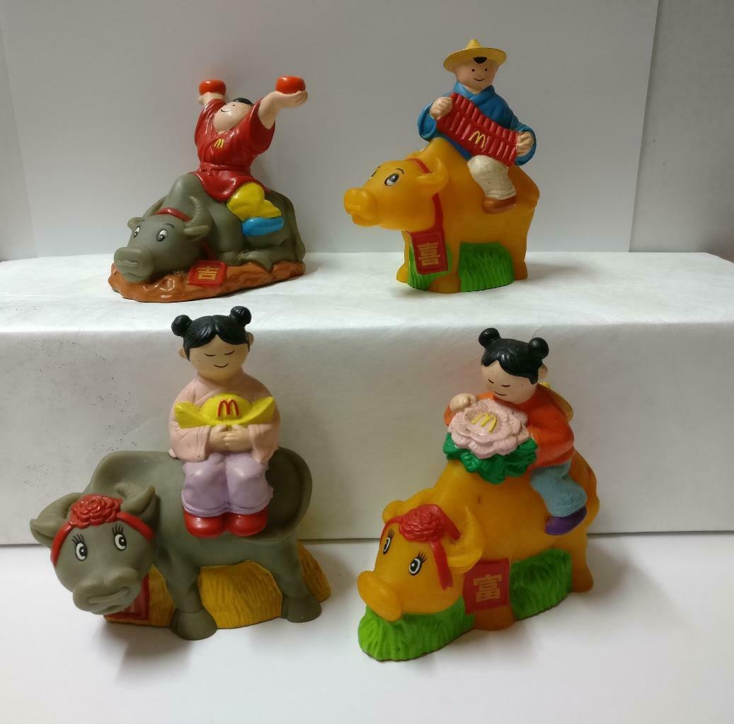 Singapore McDonalds Chinese New Year Girl Boy Ox Figure Toys x4 F/S (FTY005) *25