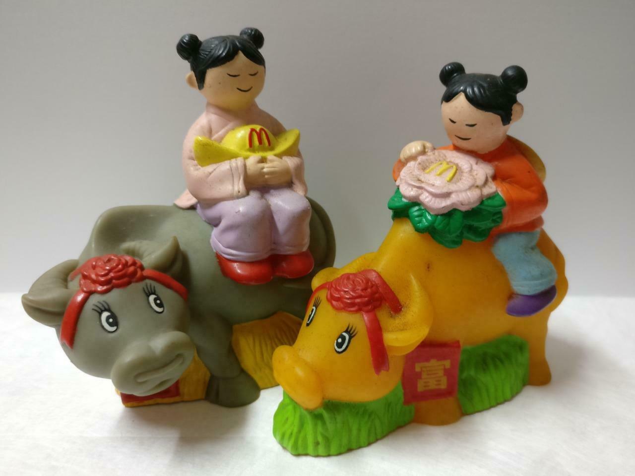 Singapore McDonalds Chinese New Year Girl Boy Ox Figure Toys x4 F/S (FTY005) *25