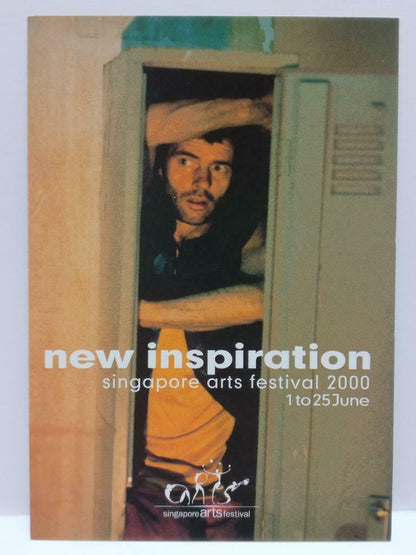 LUCKYPIGEON888 Singapore Arts Fest Man In Metal Locker 2000 Ad Postcard (E0171)