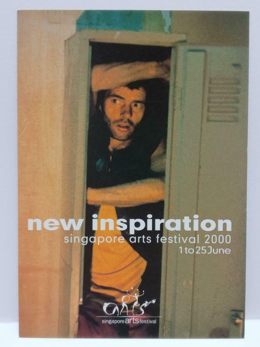 LUCKYPIGEON888 Singapore Arts Fest Man In Metal Locker 2000 Ad Postcard (E0171)