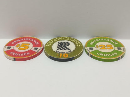 Vintage Rare Renaissance Cruises Casino Poker Chips Non-Negotiable x3 (A1857)