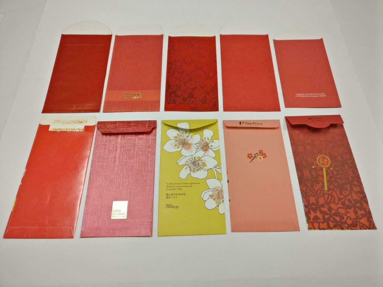 10 pcs Chinese New Year Red Packet Sakura Girl Flowers Peony Oranges (C2228)