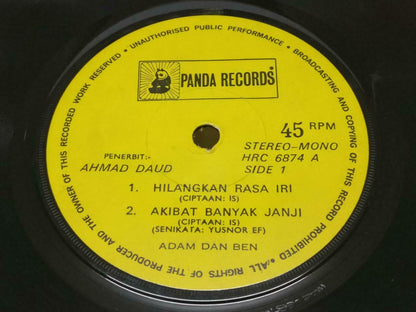 Singapore Adam & Ben Rare Ahmad Daud Band 1973 Rare Malay EP 7" 45RPM (EP356)