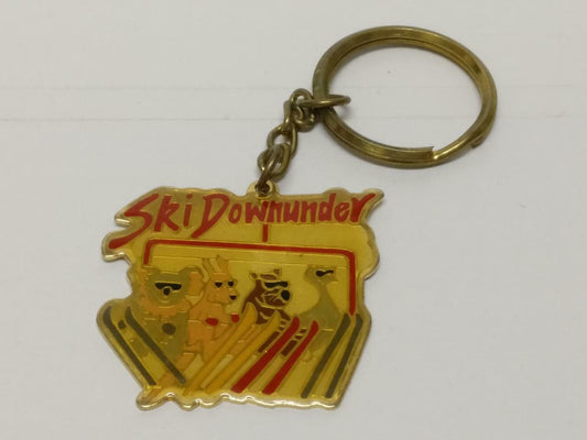 Vintage Australia Ski Downunder Koala Bear Wombat Keychain Keyring F/S (B648)