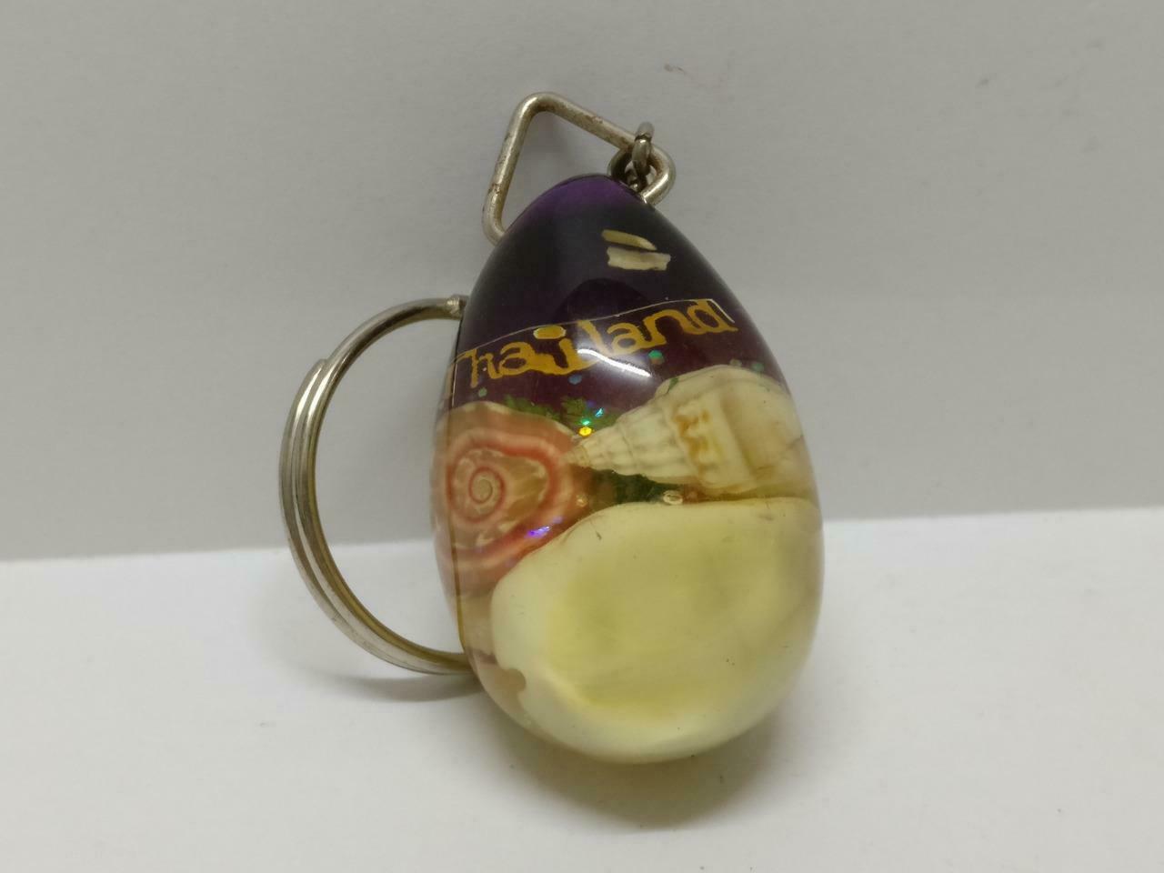 LP888 Rare Vintage Thailand Beautiful Seashells Acrylic Souvenir Keychain keyring B799