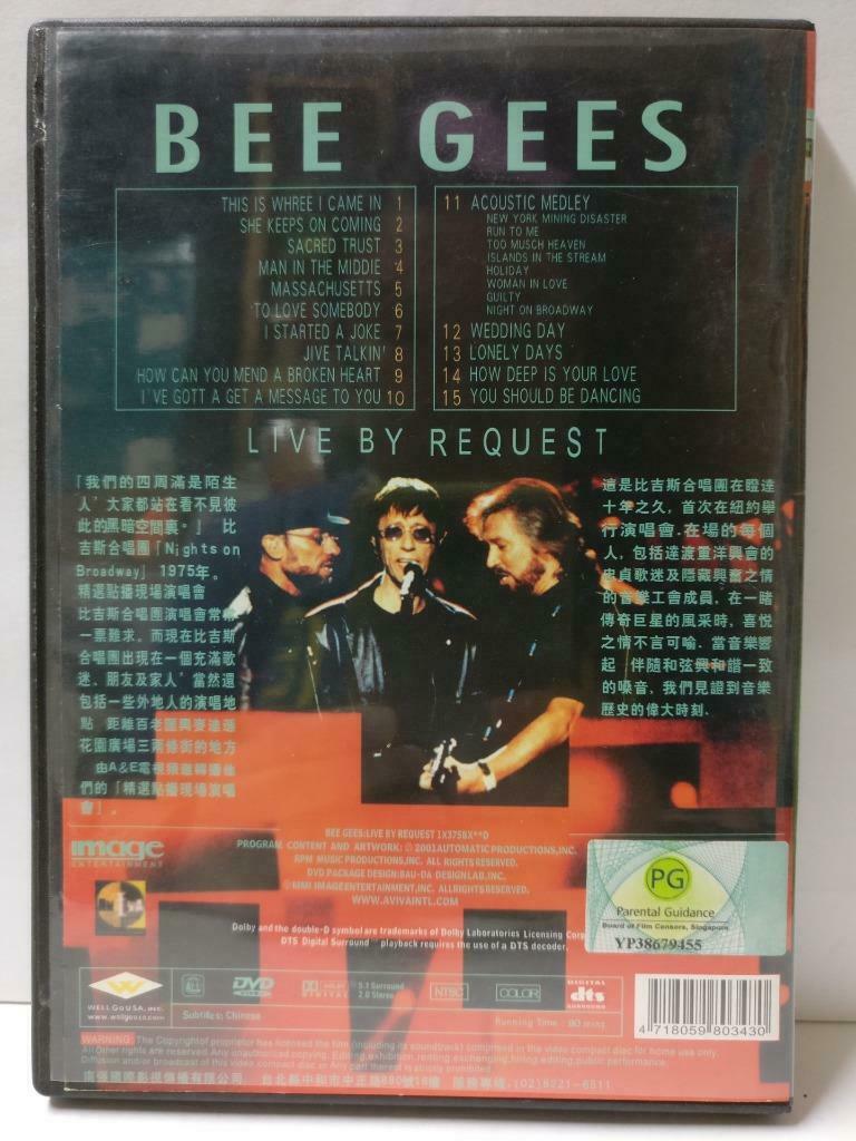 Bee Gees Live By Request Singapore Censor Sticker Rare Taiwan Gold DVD (CD860)