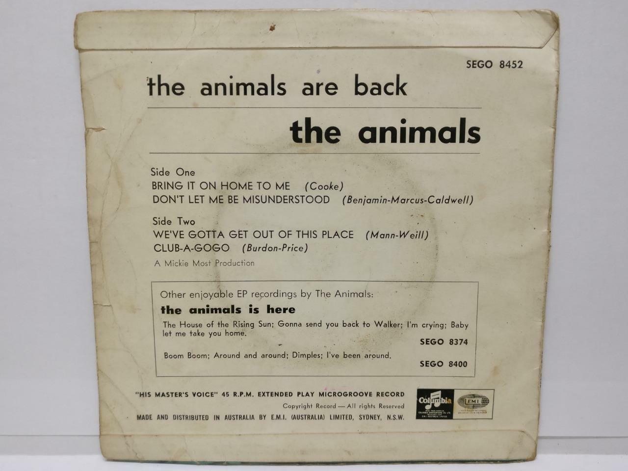 The Animals Bring It On Home To Me Australia 7" English EP  (EP057)