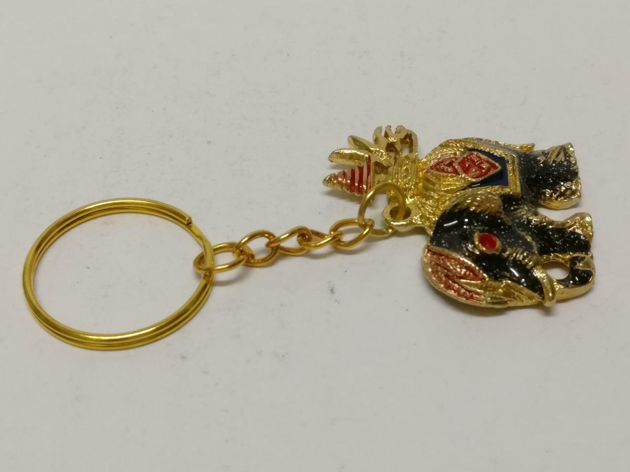 LP888 Beautiful Black Elephant Glitter Gold Tone Metal Keychain Keyring F/S (B793)