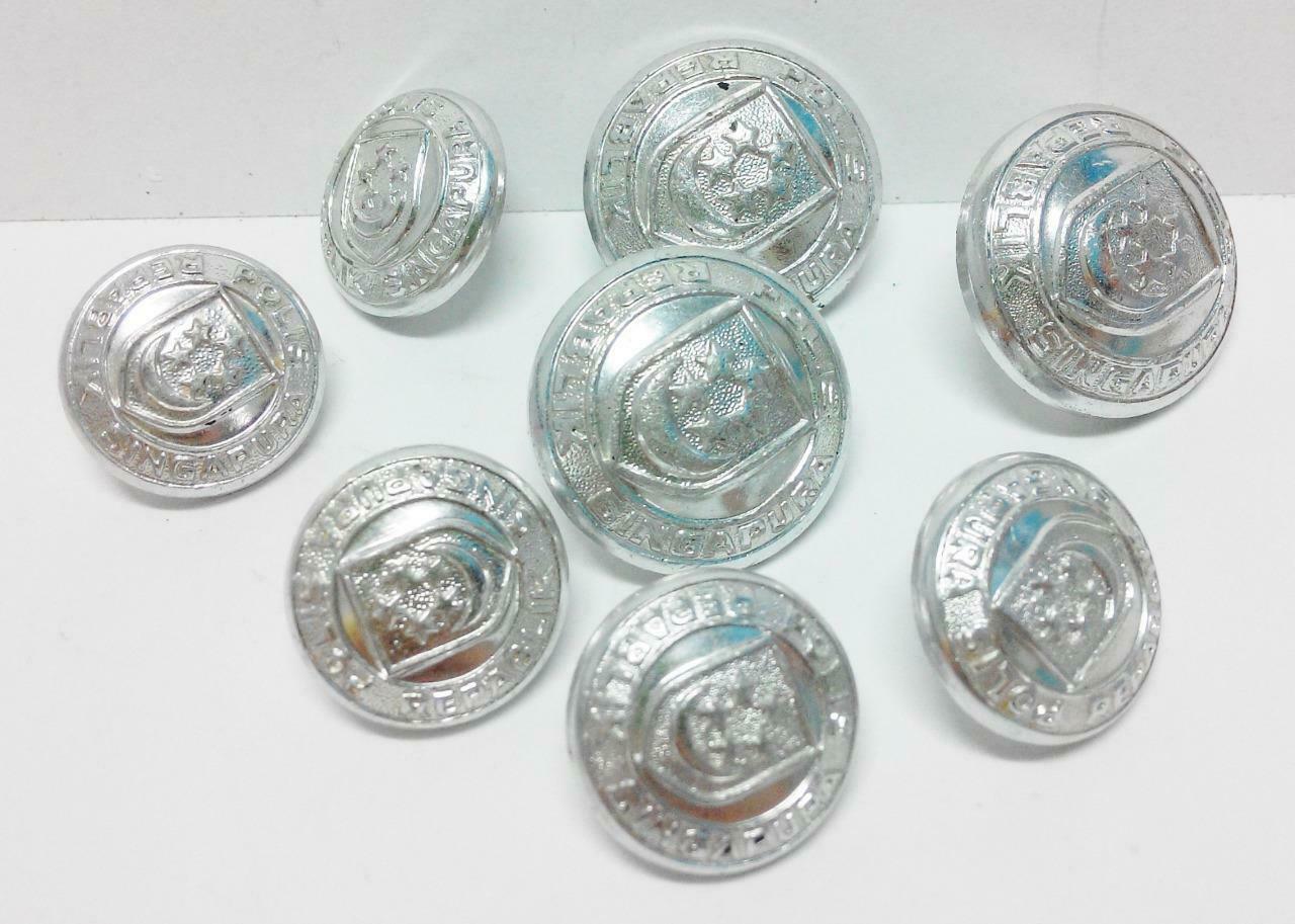 Rare Vintage Singapore Police Uniform Round Button Buttons x 8 pcs F/S B349